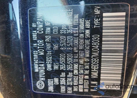 2021 Genesis Gv80 Base z USA, uszkodzony, nr VIN KMUHBDSB7MU048030